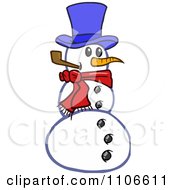 Poster, Art Print Of Christmas Snowman Smoking A Pipe