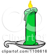 Green Christmas Candle On A Holder