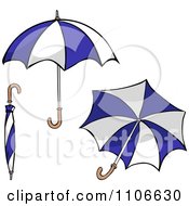 Clipart Blue And White Umbrellas Royalty Free Vector Illustration