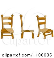 Clipart Three Wood Chairs Royalty Free Vector Illustration