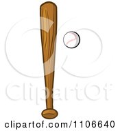 Clipart Baseball And Wooden Bat Royalty Free Vector Illustration