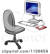Clipart Desktop Computer And Office Chair Royalty Free Vector Illustration by Cartoon Solutions