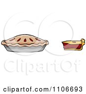 Clipart Whole And Sliced Cherry Pie Royalty Free Vector Illustration