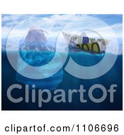Clipart 3d Euro Cash Boat Floating Close To An Iceberg Royalty Free CGI Illustration