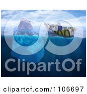 Clipart 3d Euro Cash Boat Floating Near An Iceberg Royalty Free CGI Illustration