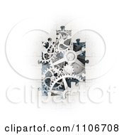 Poster, Art Print Of 3d White Puzzle Pieces Revealing Gear Gogs