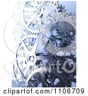 Poster, Art Print Of 3d Industrial Gear Cogs On Blue