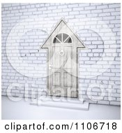 3d House Shaped Door In A Brick Wall