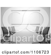Poster, Art Print Of 3d Office Conference Room With Chairs A Table And Presentation Screen