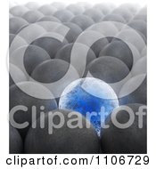 Poster, Art Print Of 3d Blue Electric Sphere Surrounded By Plain Metal Spheres