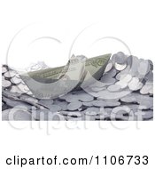 Poster, Art Print Of 3d Cash Boat Floating On Silver Coin Waves