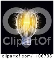 Clipart Illuminated Cactus Light Bulb On Black Royalty Free CGI Illustration