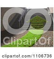 Poster, Art Print Of 3d Grassy Arrow Path Of Leading Up Stairs