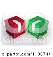 Poster, Art Print Of 3d Green And Red Cubes With Arrows Pointing Up And Down