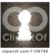 Clipart 3d Key Shaped Hole In A Brick Wall With Bright Light Royalty Free CGI Illustration by Mopic