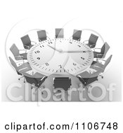 Poster, Art Print Of 3d Round Clock Meeting Table With Office Chairs