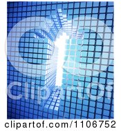 Clipart 3d Arrow Made Of Blue Tiles With Bright Light Royalty Free CGI Illustration