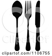 Clipart Black And White Butterknife Fork And Spoon Royalty Free Vector Illustration by Frisko