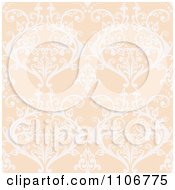 Poster, Art Print Of Seamless Lacy Orange Damask Background Pattern