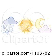 Clipart Crescent Moon Summer Sun And Rain Cloud Royalty Free Vector Illustration by Amanda Kate