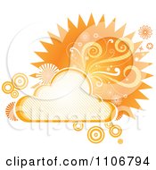 Poster, Art Print Of Retro Orange Cloud Circle Floral And Burst Frame
