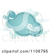 Clipart Retro Blue Bubble And Circle Frame Royalty Free Vector Illustration