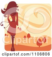 Clipart Rear View Of A Slender Woman And A Fall Landscape Royalty Free Vector Illustration by Amanda Kate