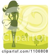 Clipart Rear View Of A Slender Woman And A Spring Landscape Royalty Free Vector Illustration by Amanda Kate