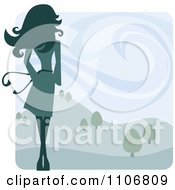 Poster, Art Print Of Rear View Of A Slender Woman And A Winter Landscape