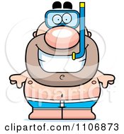 Clipart Pudgy Male Swimmer With Snorkel Gear Royalty Free Vector Illustration