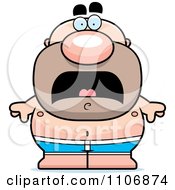 Clipart Scared Pudgy Male Swimmer Royalty Free Vector Illustration