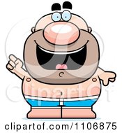 Clipart Pudgy Male Swimmer With An Idea Royalty Free Vector Illustration