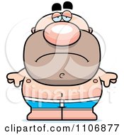 Clipart Depressed Pudgy Male Swimmer Royalty Free Vector Illustration