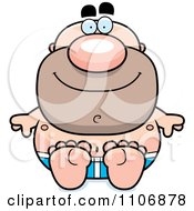 Clipart Sitting Pudgy Male Swimmer Royalty Free Vector Illustration