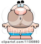 Clipart Surprised Pudgy Male Swimmer Royalty Free Vector Illustration