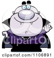 Clipart Waving Pudgy Purple Vampire Royalty Free Vector Illustration by Cory Thoman