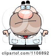 Clipart Skeptical Pudgy Male Scientist Royalty Free Vector Illustration