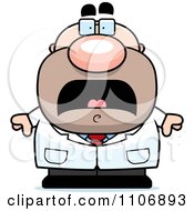 Clipart Scared Pudgy Male Scientist Royalty Free Vector Illustration
