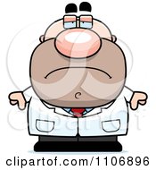Clipart Depressed Pudgy Male Scientist Royalty Free Vector Illustration