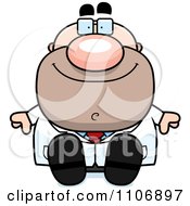 Clipart Sitting Pudgy Male Scientist Royalty Free Vector Illustration