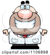 Clipart Happy Pudgy Male Scientist Royalty Free Vector Illustration
