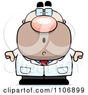 Clipart Suprised Pudgy Male Scientist Royalty Free Vector Illustration