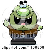 Clipart Pudgy Frankenstein With An Idea Royalty Free Vector Illustration