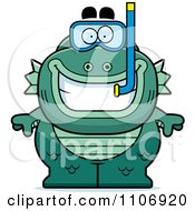 Clipart Fish Man Monster With Snorkel Gear Royalty Free Vector Illustration