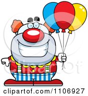 Clipart Pudgy Circus Clown With Balloons Royalty Free Vector Illustration