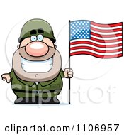 Male Army Soldier With An American Flag