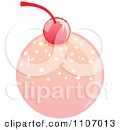 Poster, Art Print Of Round Pink Bonbon With A Cherry
