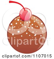 Poster, Art Print Of Round Dark Chocolate Bonbon With A Cherry