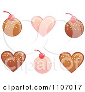 Poster, Art Print Of Pink And Chocolate Round And Heart Bonbons