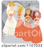Poster, Art Print Of Happy Bride Posing With Her Bridesmaids